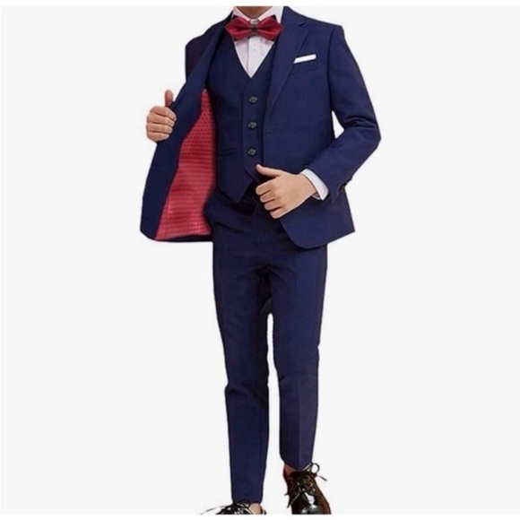 Kids Navy Blue Suit with Red Accents - www.rajagirimanappuram.com